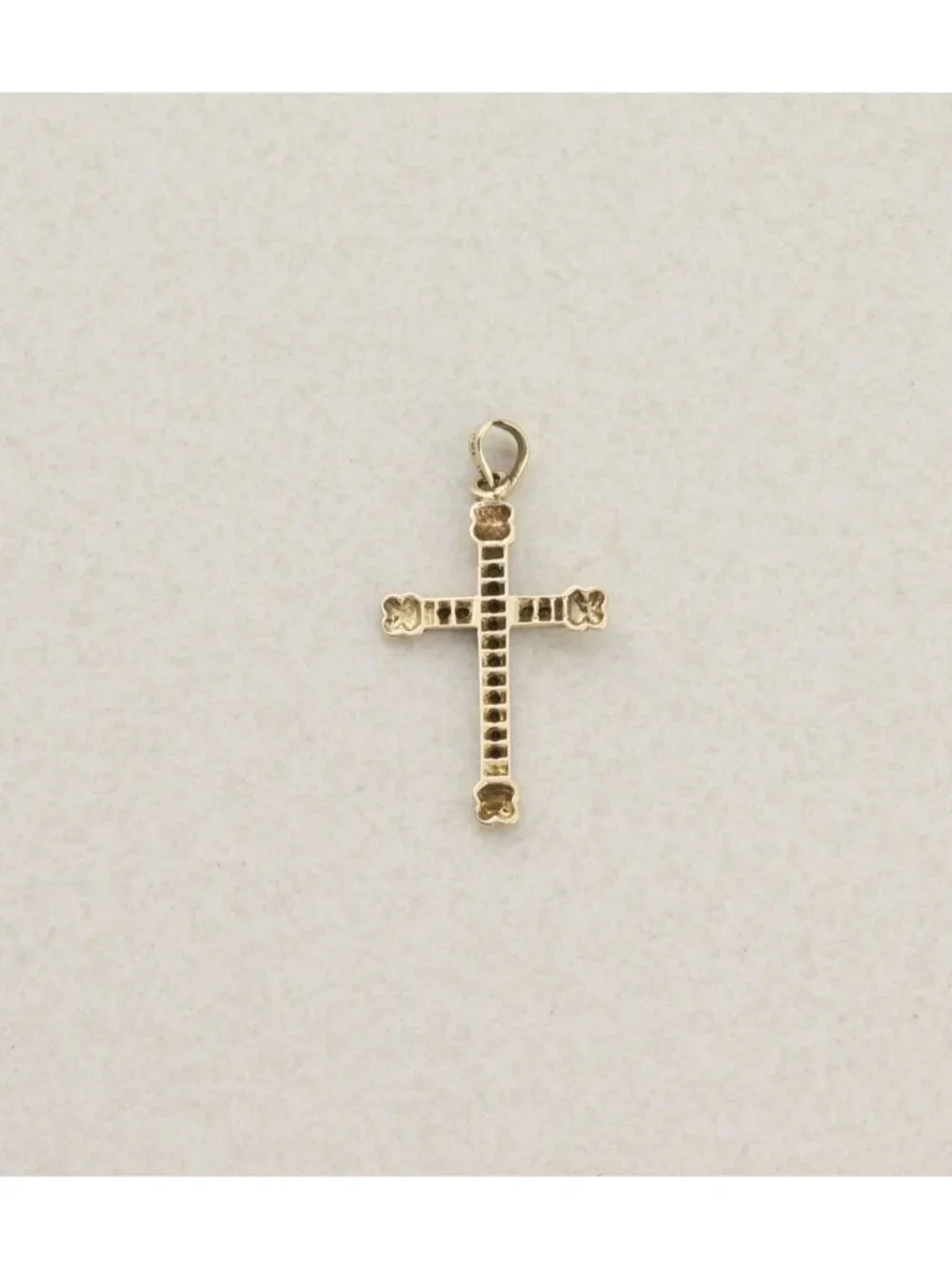 Pendant Only 14K White & Yellow Gold Diamond Cross Pendant 1 1/4" x 5/8" inch - Picture 5 of 7
